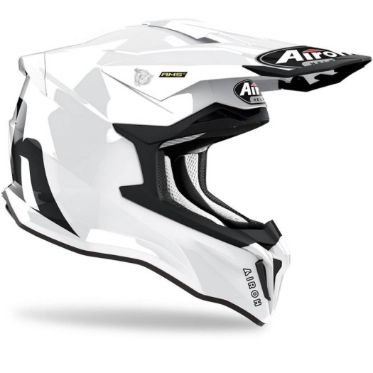 Casco Airoh Strycker Color blanco Brillo