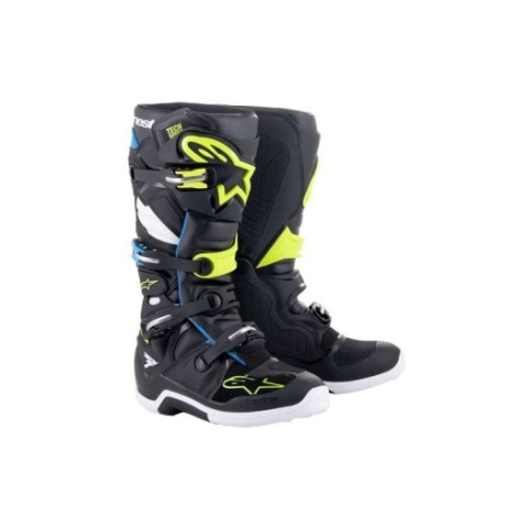 Botas Alpinestars Tech7 Negro Azul Amarillo Fluor
