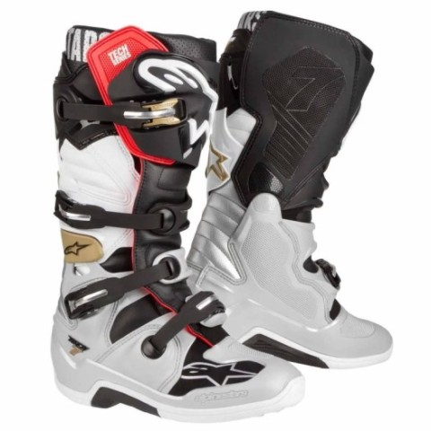 Botas Alpinestars Tech7 Negro Plata Blanco Oro