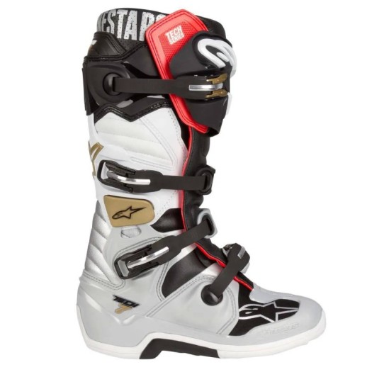Botas Alpinestars Tech7 Negro Plata Blanco Oro