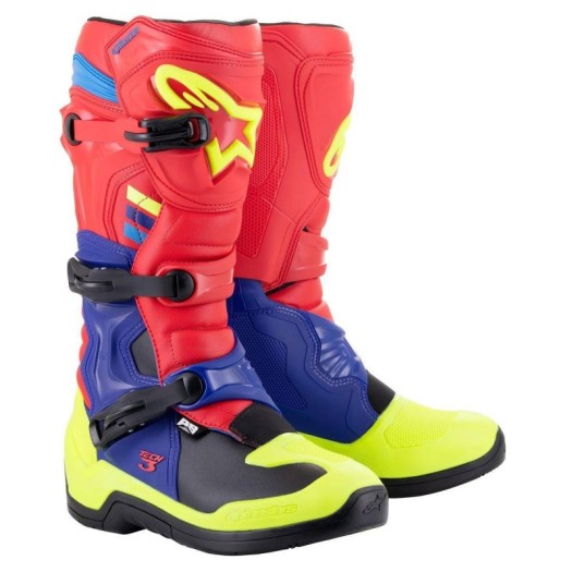 Botas Alpinestars Tech3 Rojo fluor/Azul/Amarillo fluor