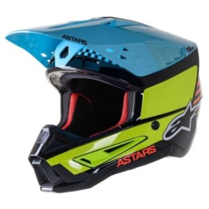 Casco Alpinestars S-M5 SPEED Negro Amarillo Claro Azul Claro