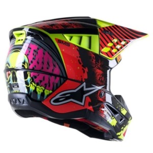 Casco Alpinestars S-M5 Solar Flare Negro Rojo Amarillo 2