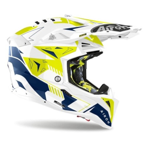 Casco Airoh Aviator 3 Spin Azul/Amarillo